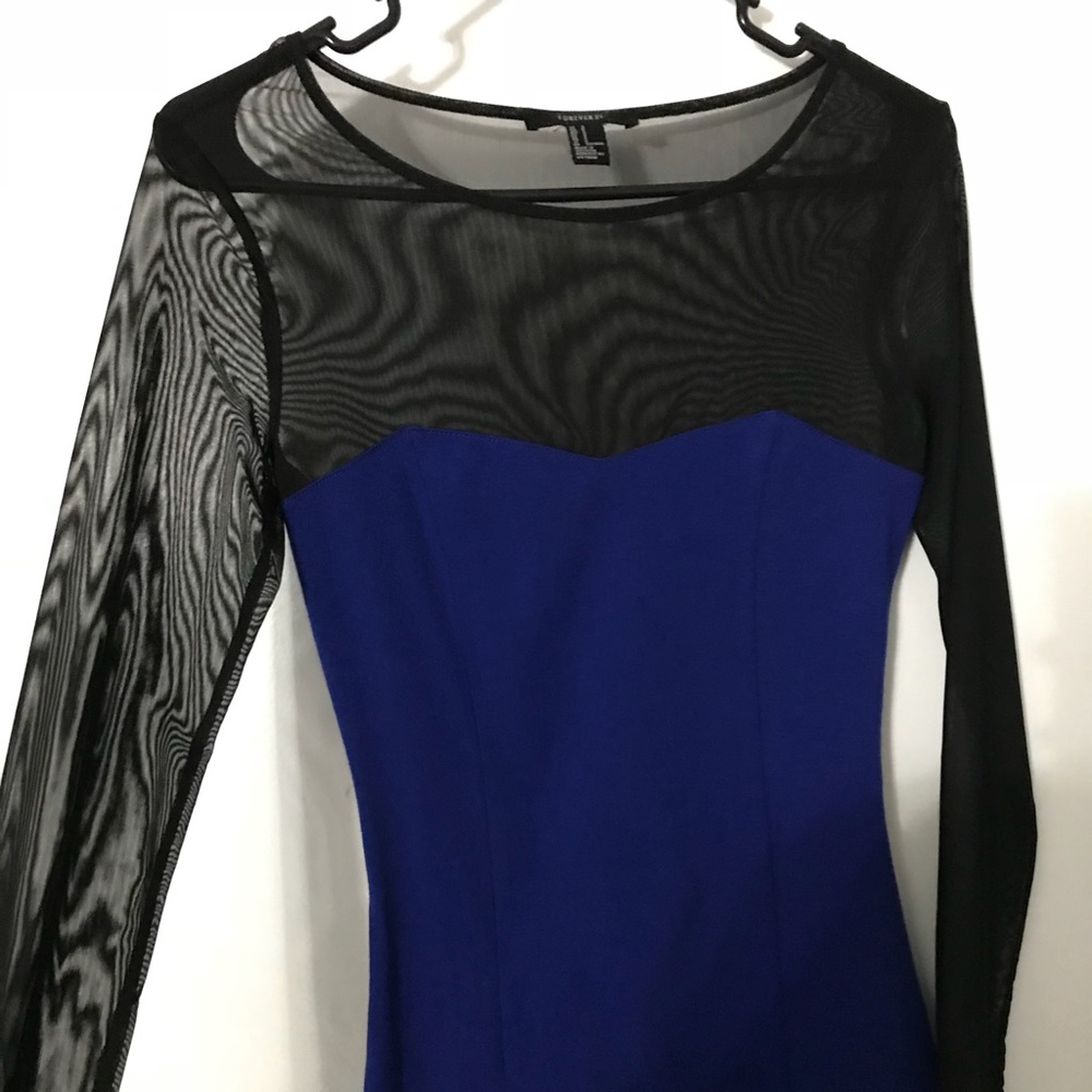 Blue and black mini dress